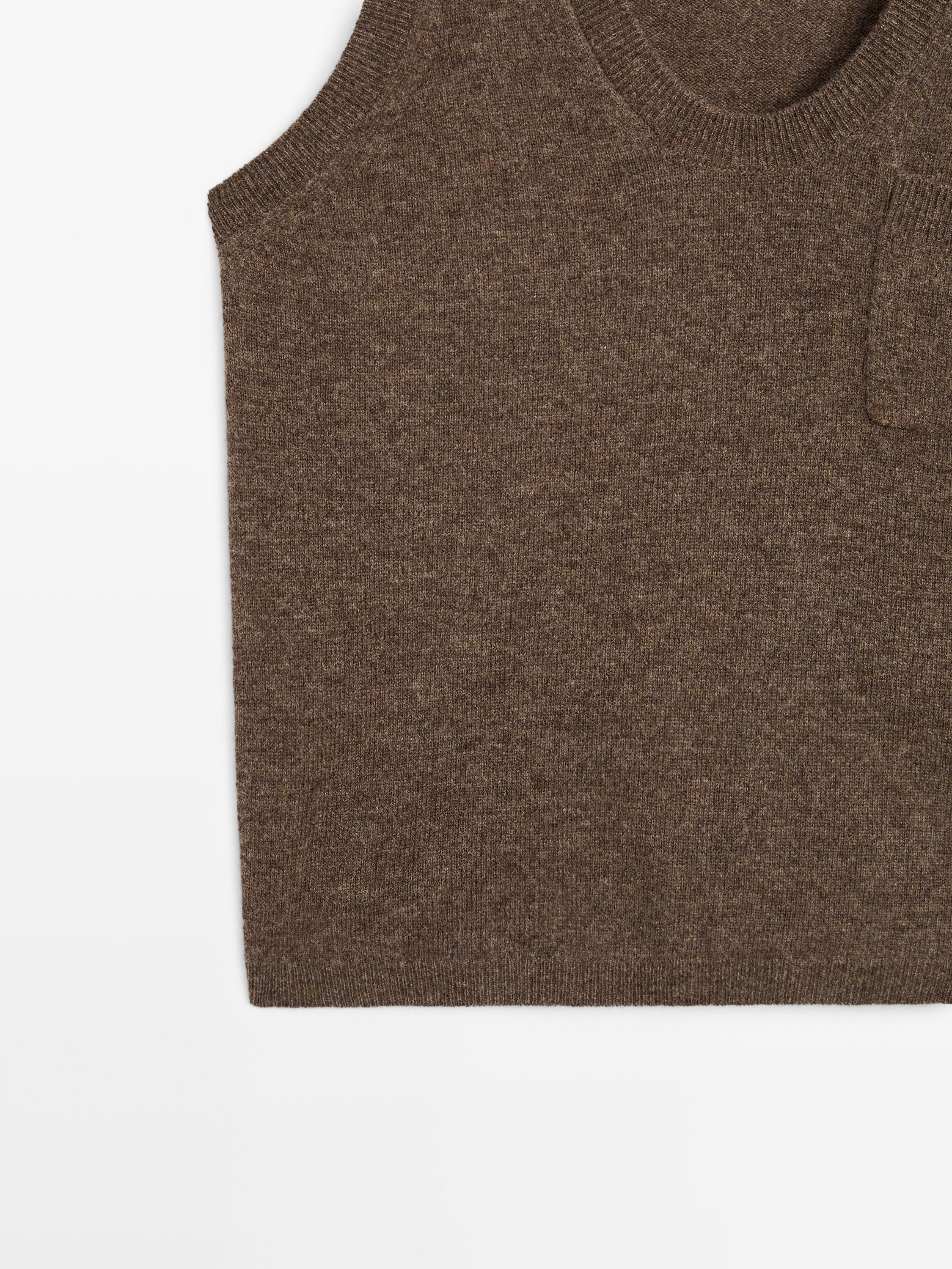 Wool blend top with pocket detail